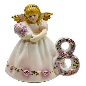 Russ Berrie Birthday Angel‎ 8 Girl Ceramic 4 inch Figurine Vintage